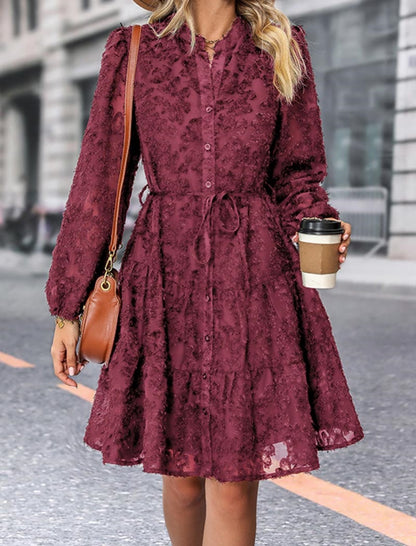 Long Sleeve Solid Color Dress