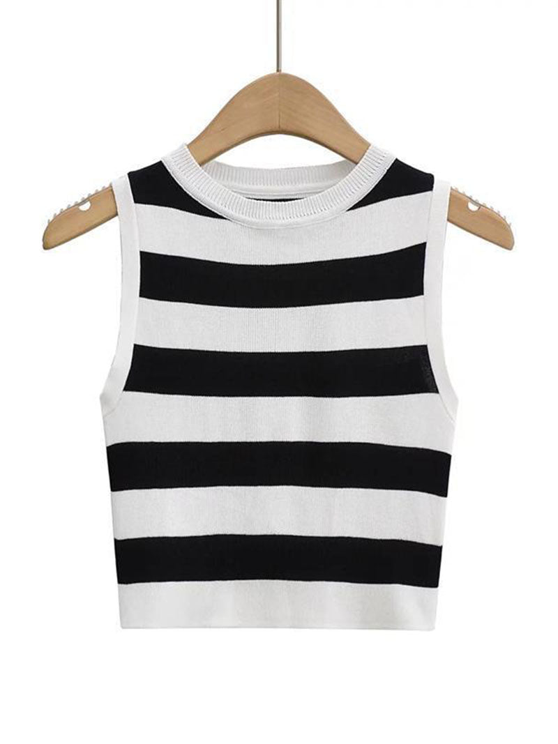 Striped Ribbed Knit Tank Top