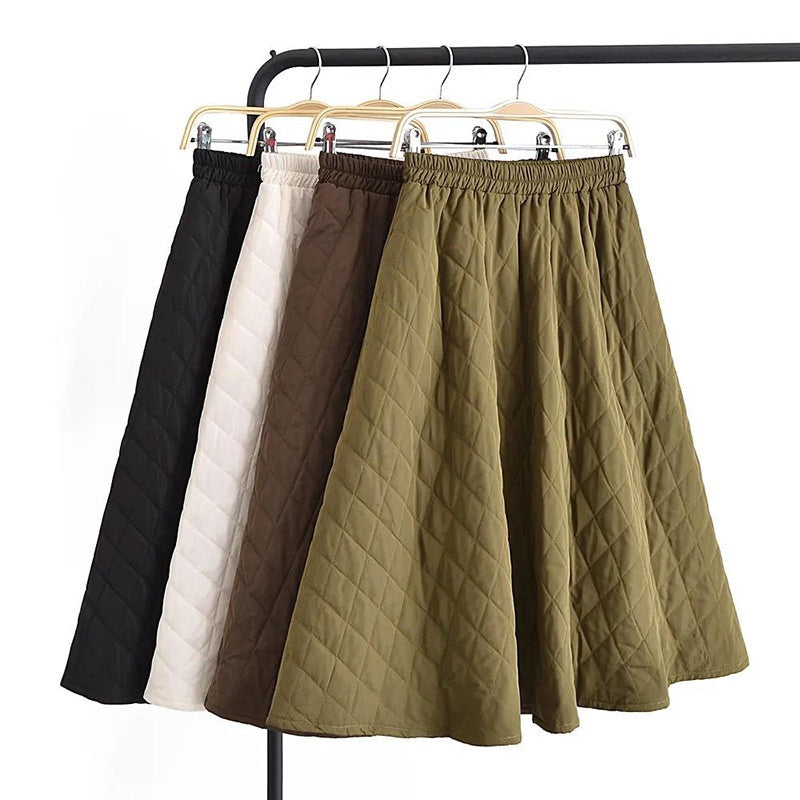 A-Line Elastic Waistband Midi Skirt