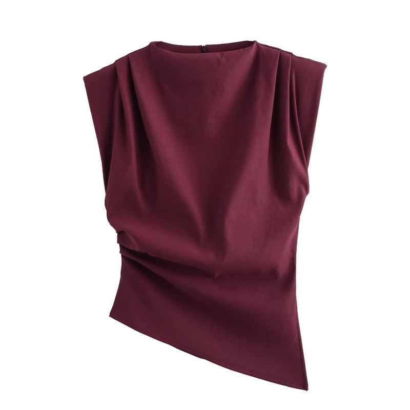 Asymmetric Draped Sleeveless Top