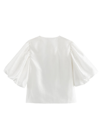 Puff Sleeve Bow Top