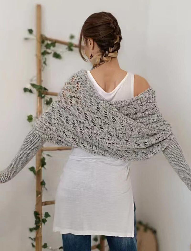 Open Knit Long Sleeve Shawl