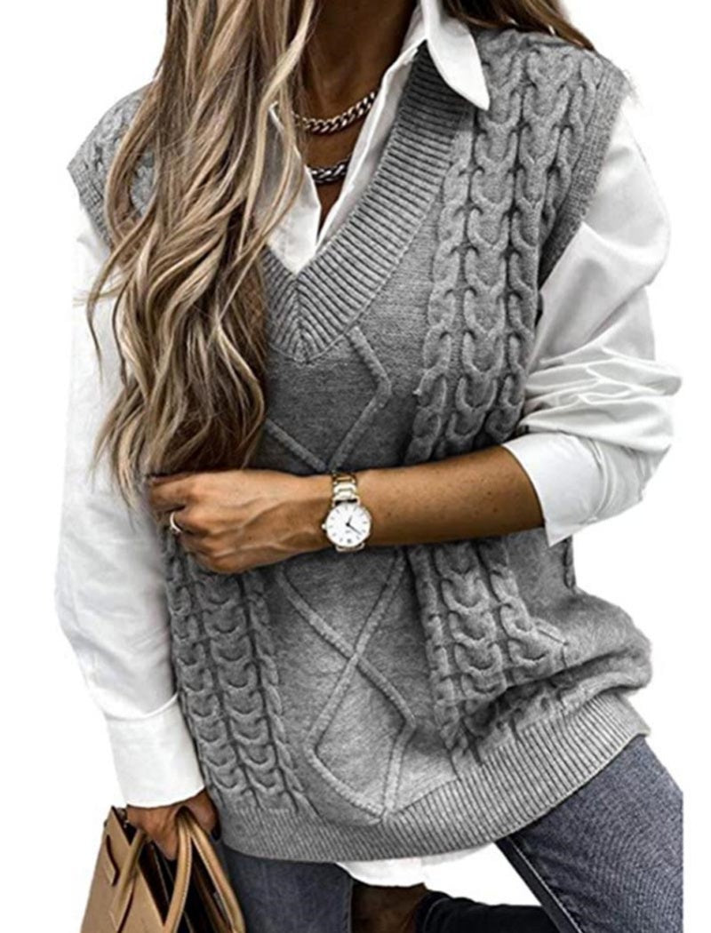 Chunky Knit V-Neck Sweater Vest