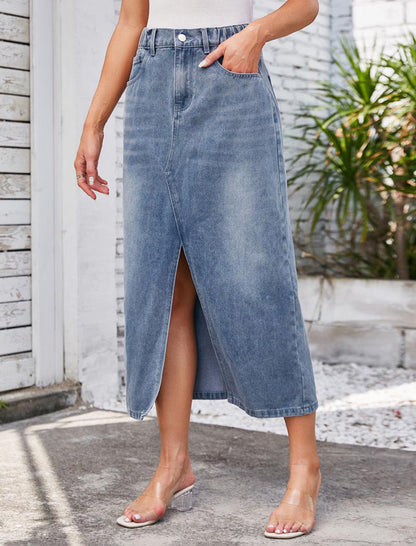 Denim Slit Skirt