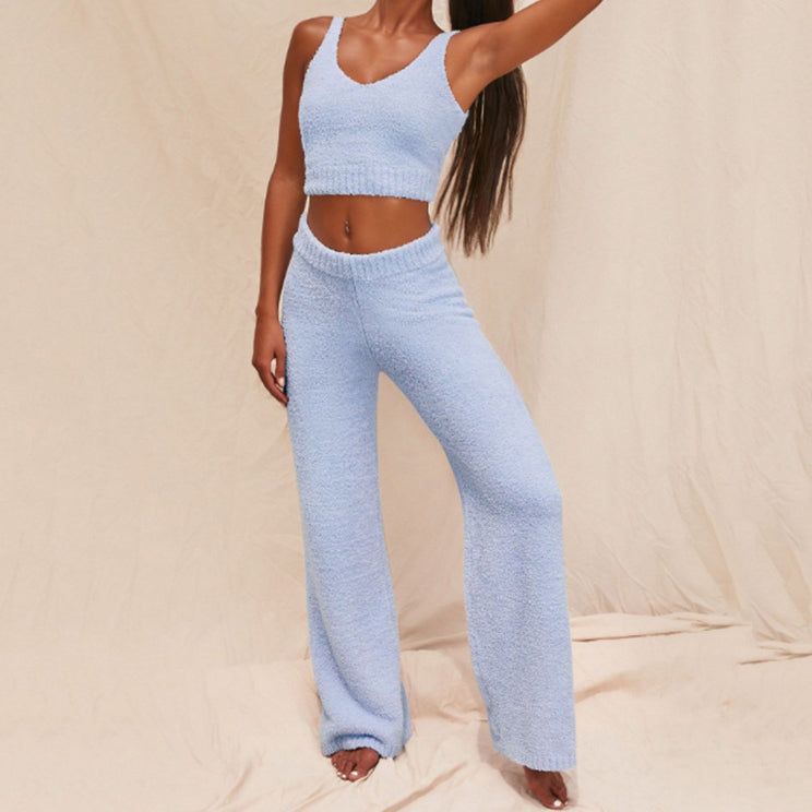 V-Neck Tank Top and Wide-Leg Pants Set