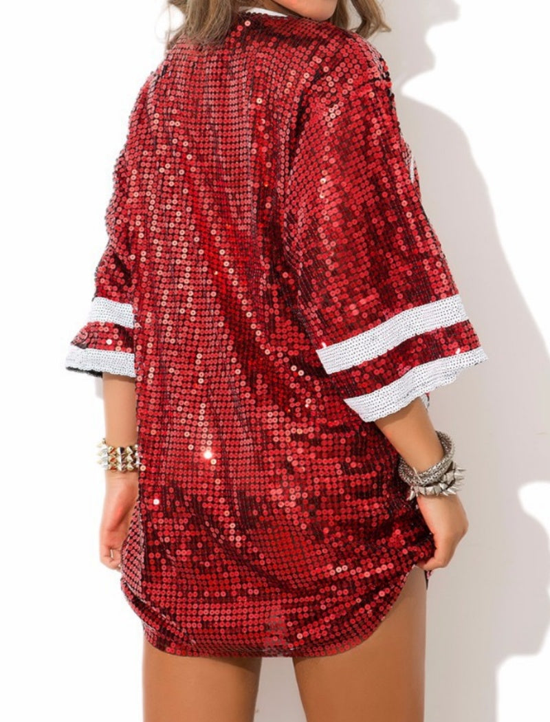 Sequin Numbered Oversized Top