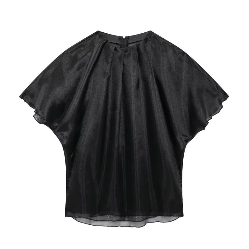 Sheer Leopard Print Cape Blouse