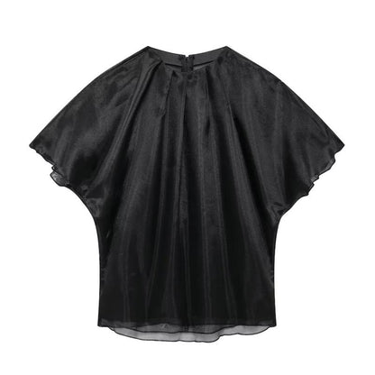 Sheer Leopard Print Cape Blouse