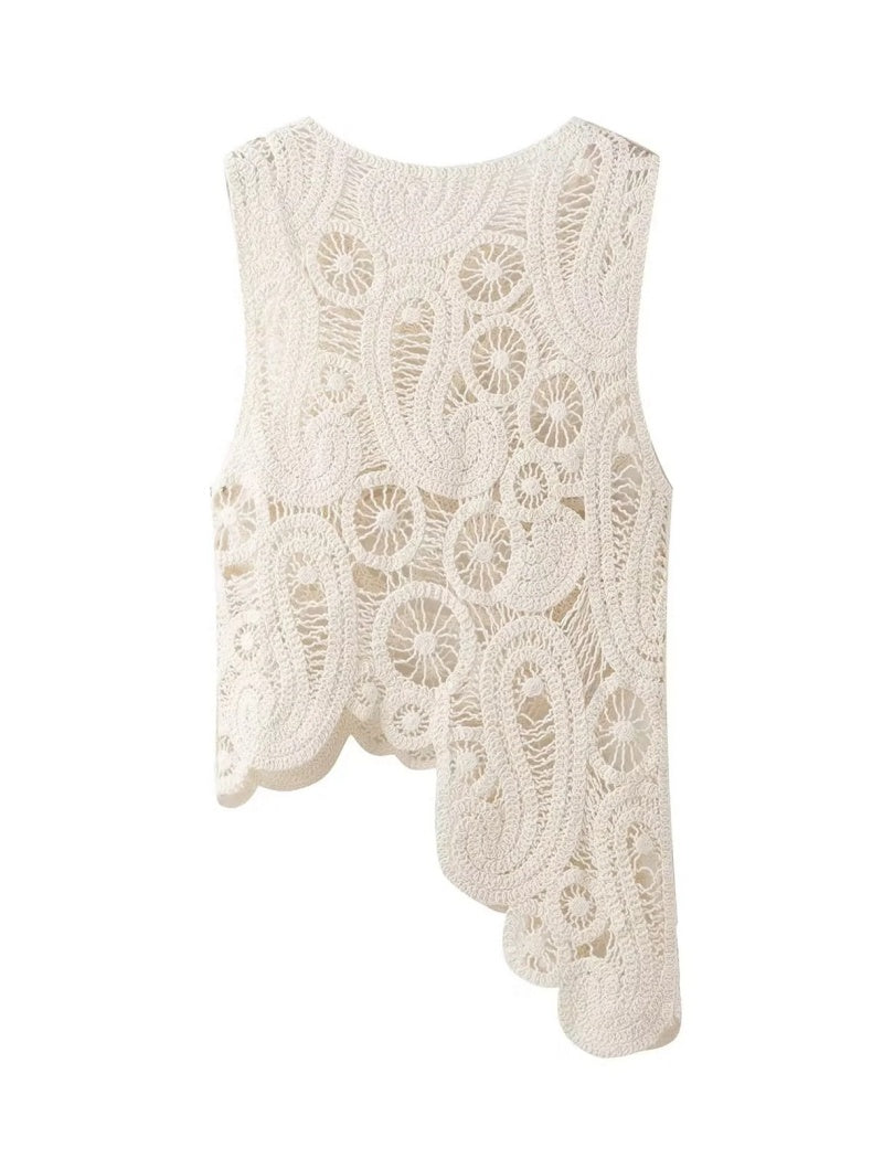 Asymmetrical Lace Sleeveless Top