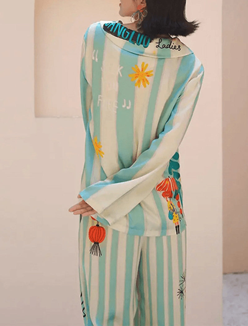 Printed Button-Down Pajama Set