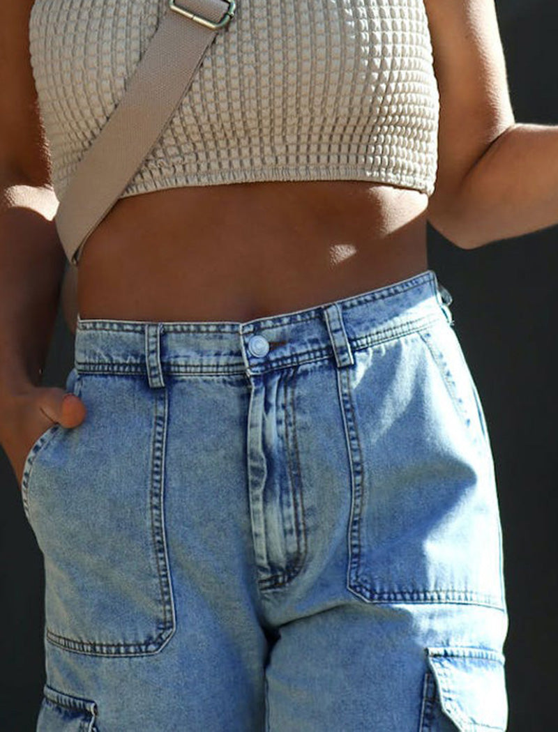 High-Waisted Cargo Jeans