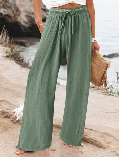 Wide-Leg Drawstring Pants