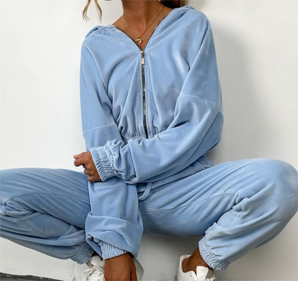 Solid Hoodie and Long Pants Set