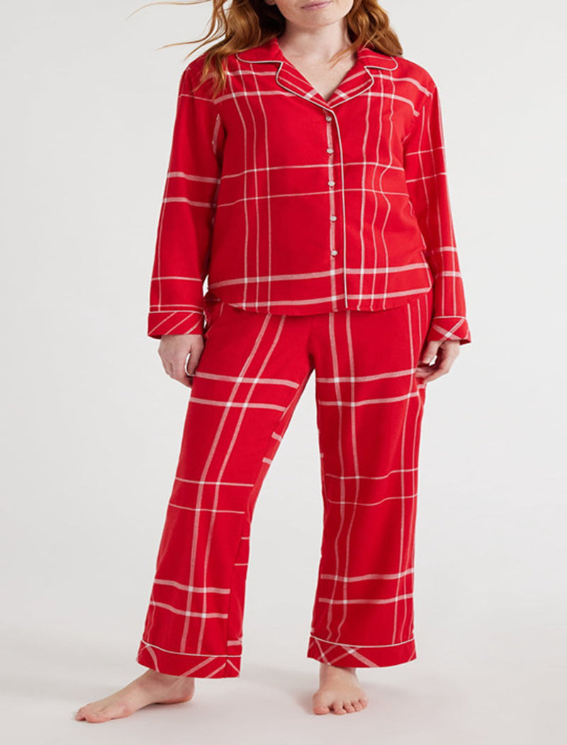Long Sleeve Collared Christmas Print Lounge Set