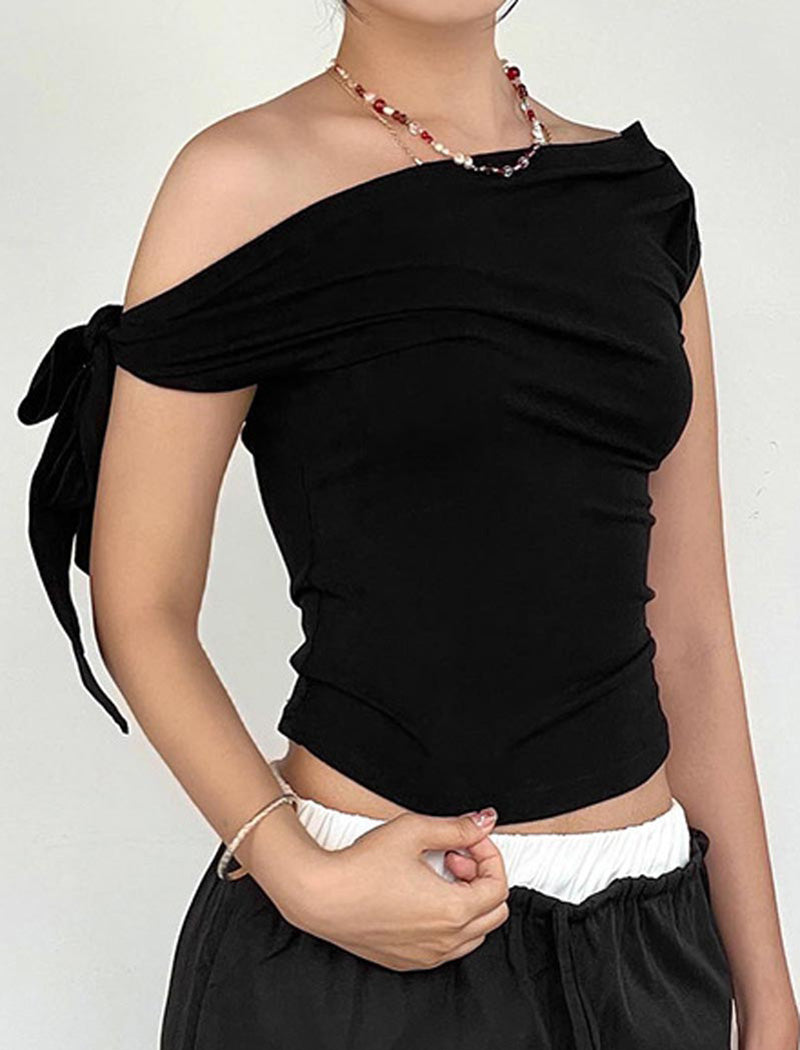 One-Shoulder Top with Tie Detail