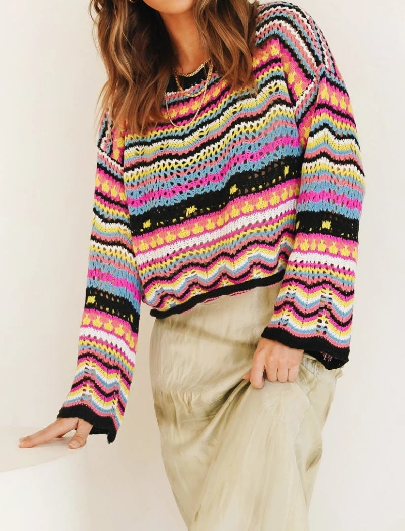 Vibrant Multicolor Striped Sweater