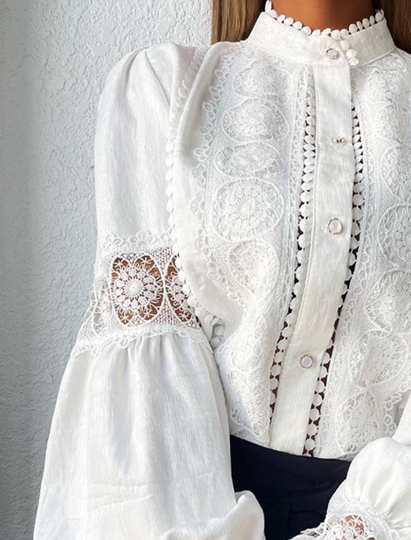 Lace Puff Sleeve Blouse