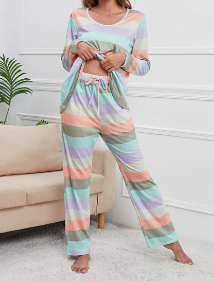 Printed Striped Loungewear Set