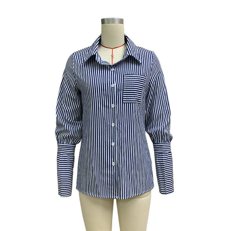 Striped Oversized Shirt with Front Pocket