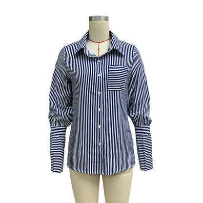 Striped Oversized Shirt with Front Pocket