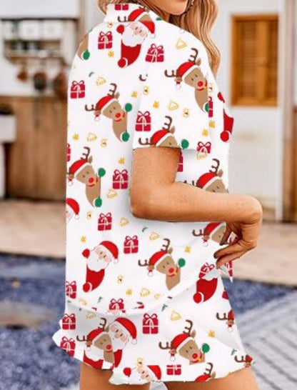 Holiday Santa Print Pajama Set