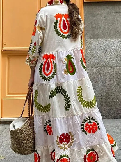 Floral Print Button-Up Maxi Dress