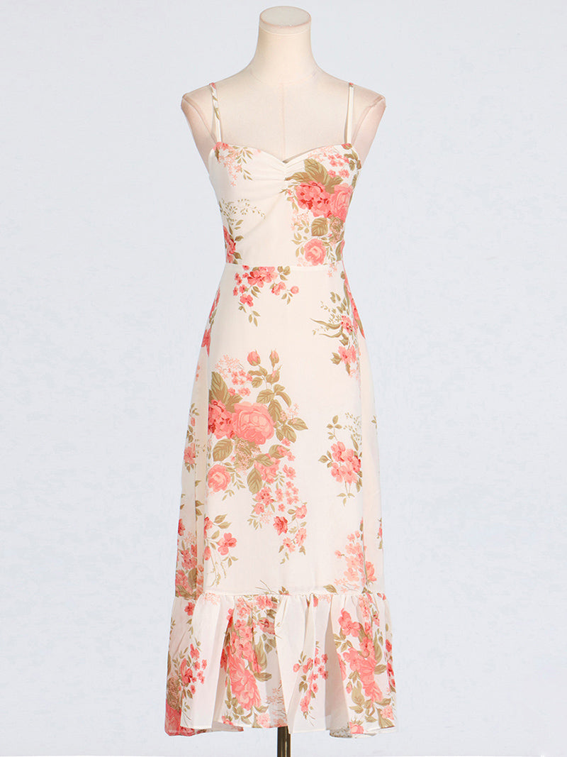 Floral Print Spaghetti Strap Maxi Dress