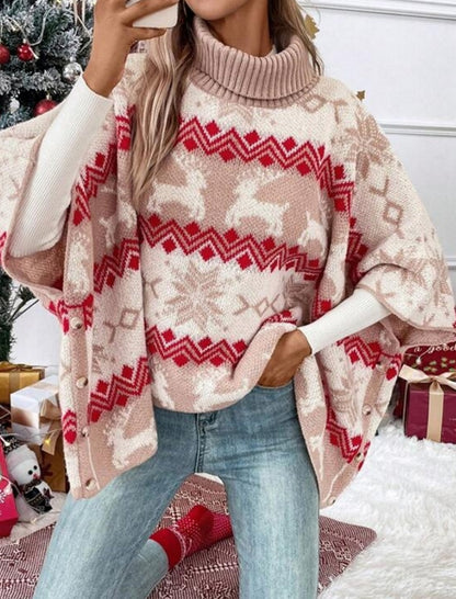 Reindeer Print Oversized Sweater