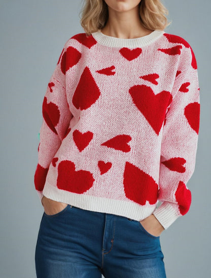 Heart Pattern Knit Sweater