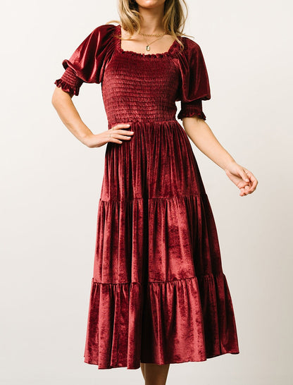 Tiered Ruffle Smocked Midi Dress