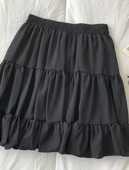 Elastic Waist Patchwork Skirt