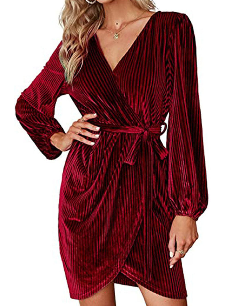 Ruched Wrap Mini Dress