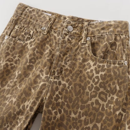 Animal Print Straight-Leg Pants