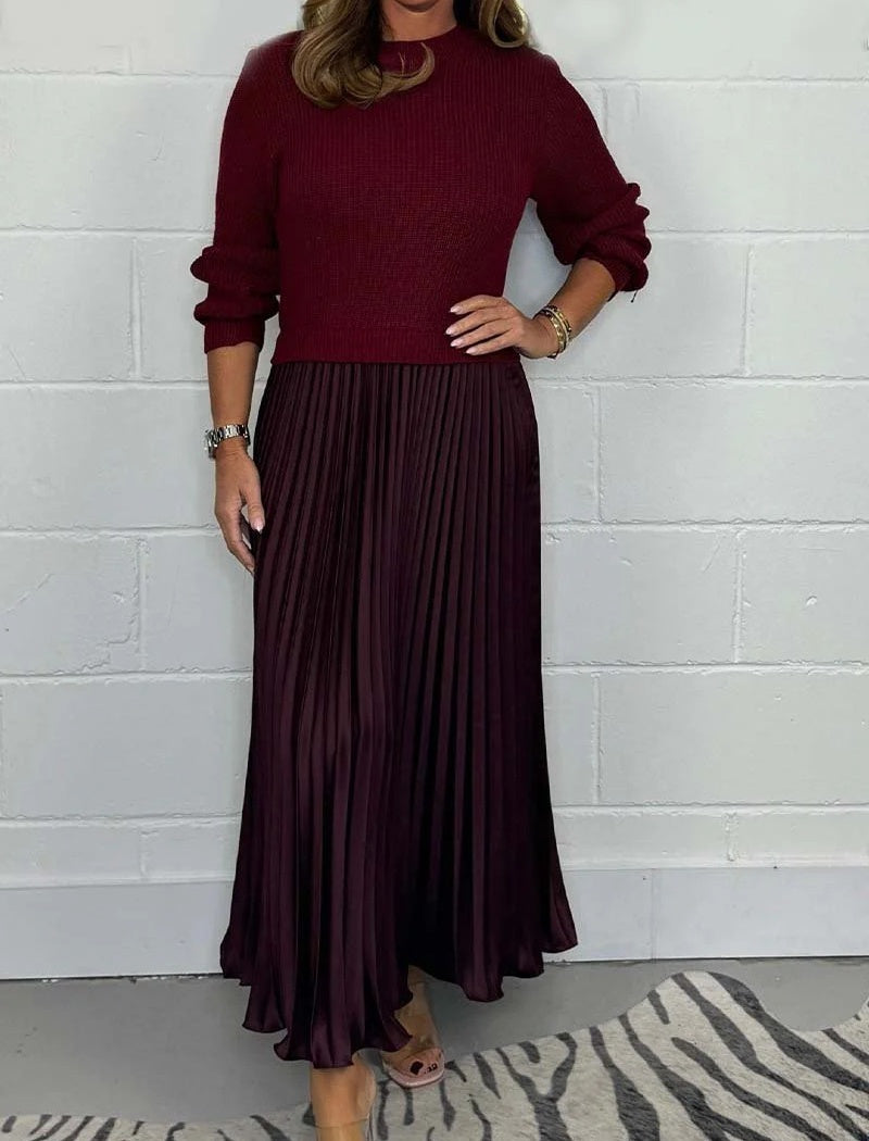 Ribbed Pleated Maxi Dress