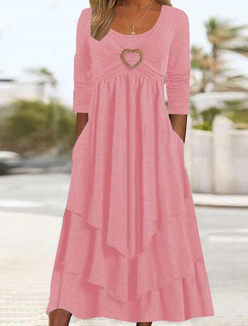 Heart-Cutout Layered Maxi Dress