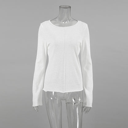 Beaded Slim-Fit Long-Sleeve Top with Seam Detail