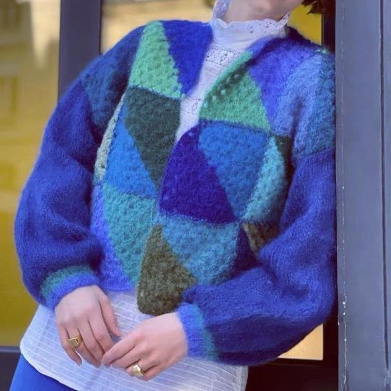 Colorful Patchwork Knit Sweater