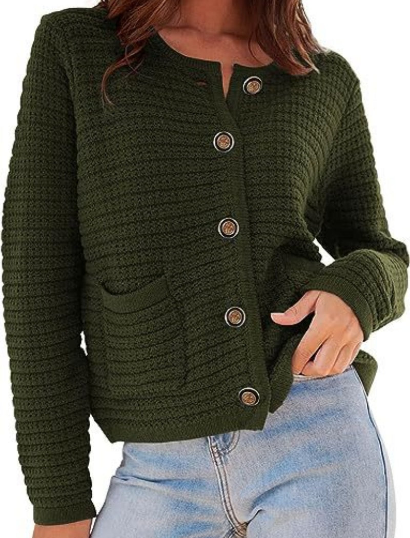 Textured Button-Front Cardigan