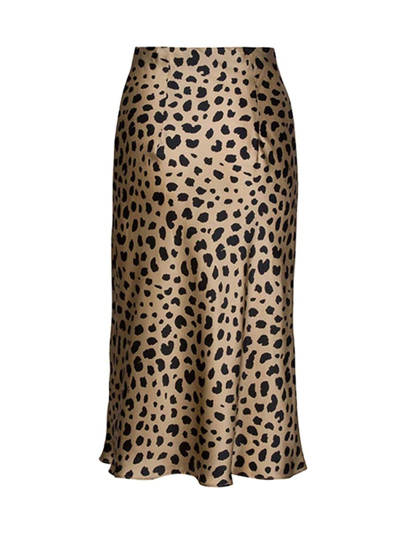 Leopard Print Fitted Midi Skirt