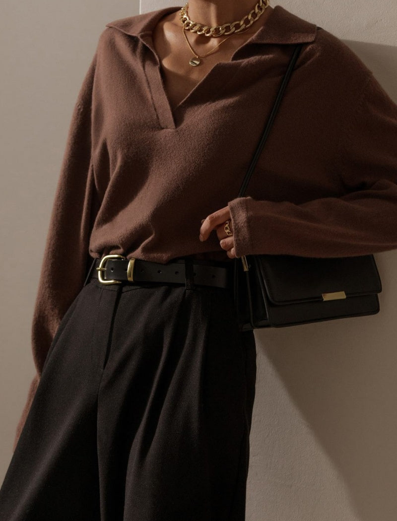 V-Neck Long-Sleeve Polo Shirt