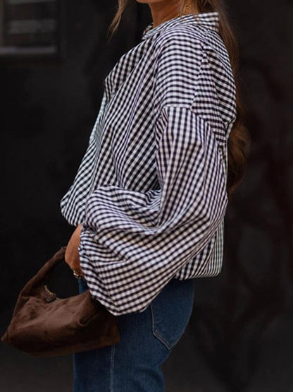 Puff Sleeve Gingham Top