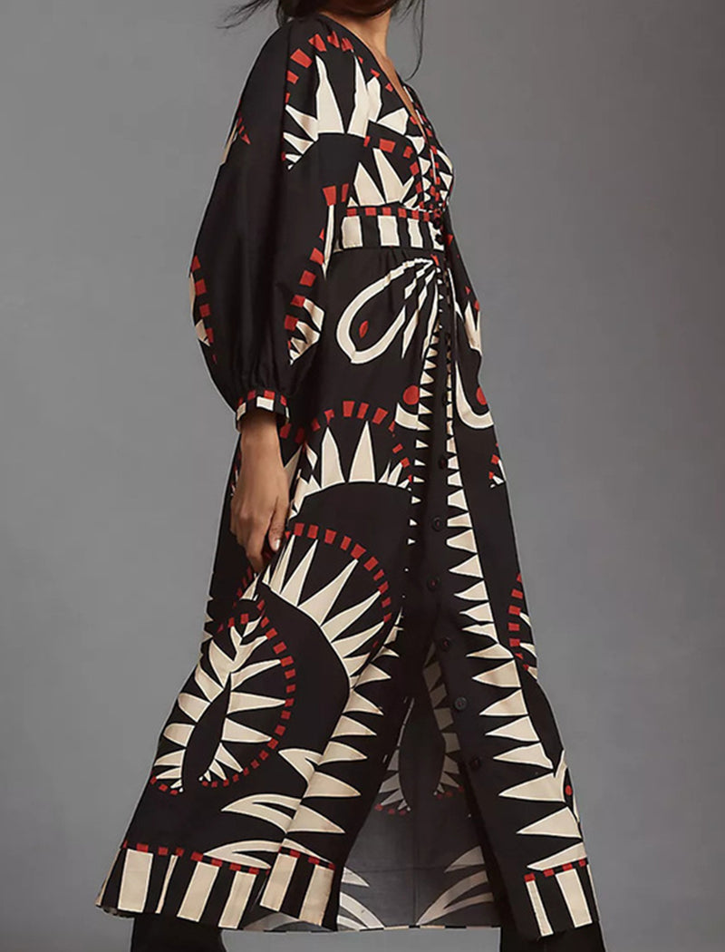 Abstract Print Maxi Dress