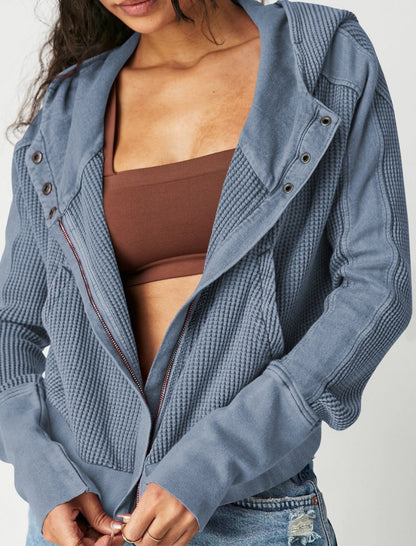 Cropped Hoodie Knit Jacket