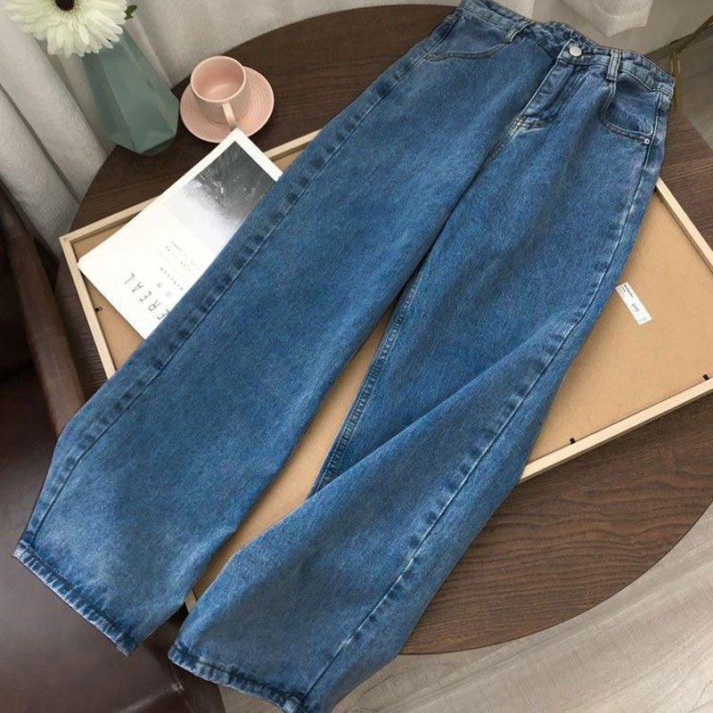 High-Waisted Loose Fit Straight Leg Jeans