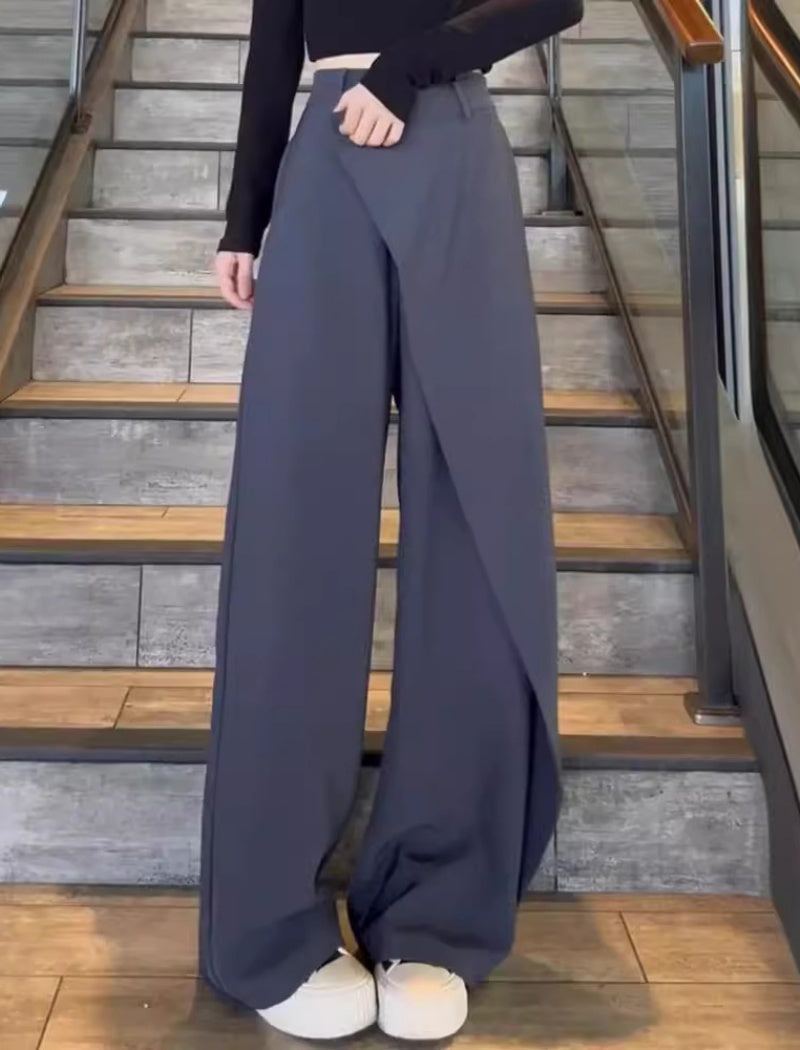 Wide-Leg Pants with Wrap Overlay