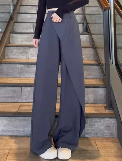Wide-Leg Pants with Wrap Overlay