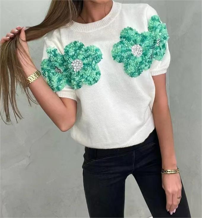 Floral Applique Knit Top