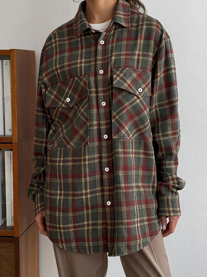 Pocketed Long Sleeve Loose Shirt