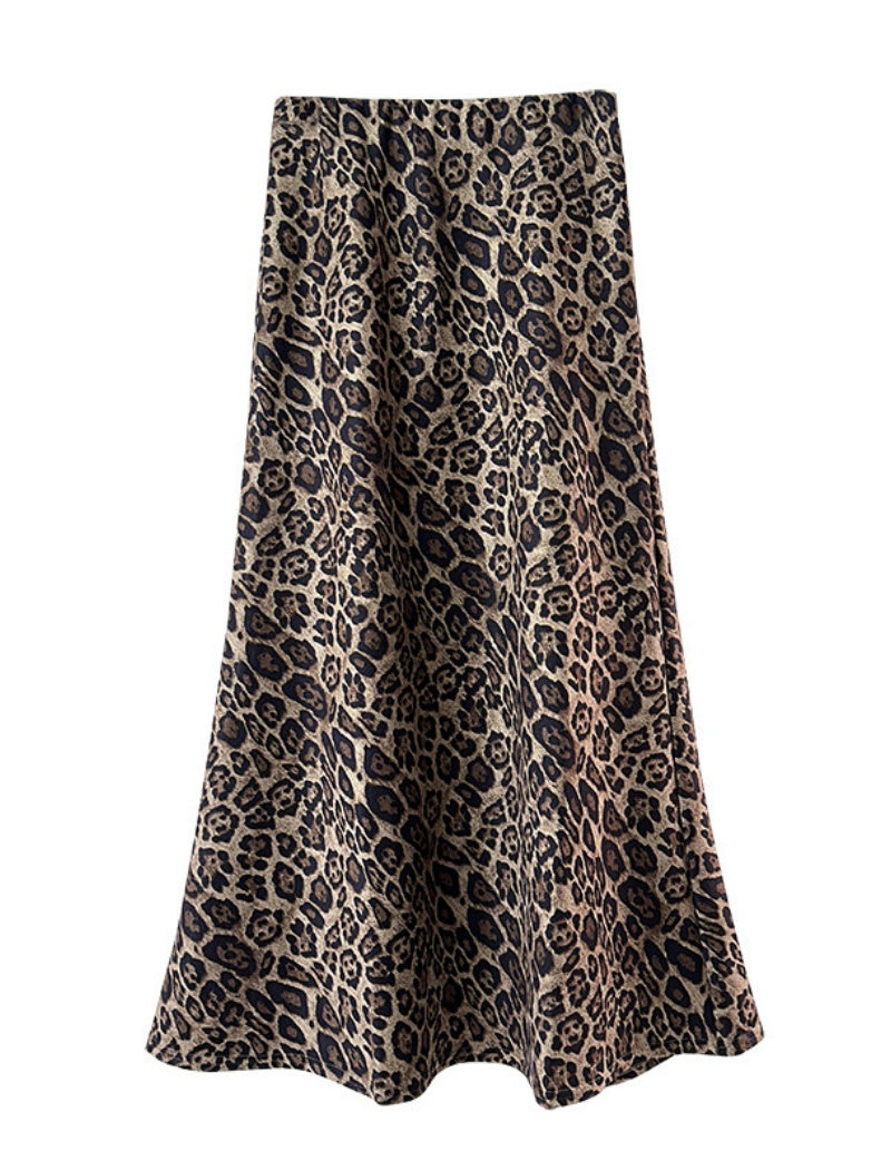 Suede Leopard Print Fishtail Skirt