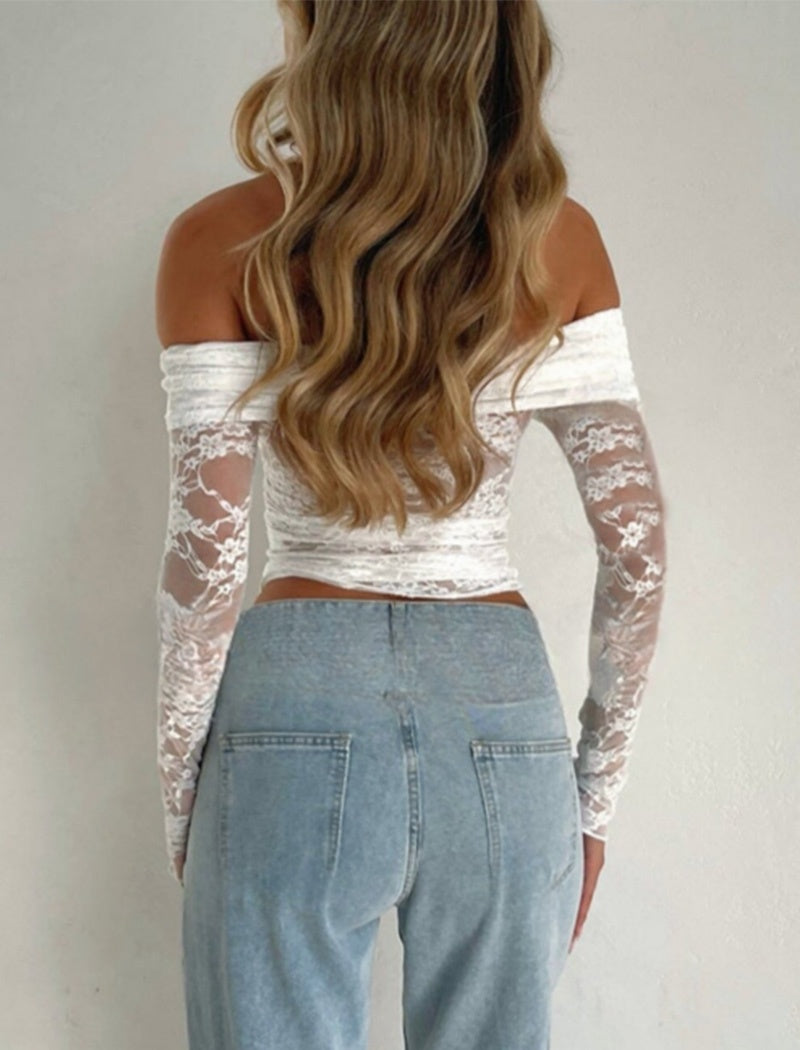 Off-Shoulder Lace Crop Top